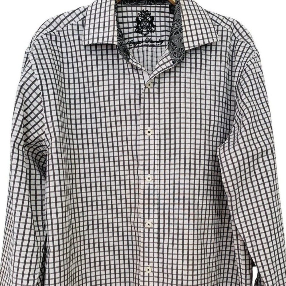 English Laundry Christopher Wicks Button Up Shirt White Black Check / 16-34/35